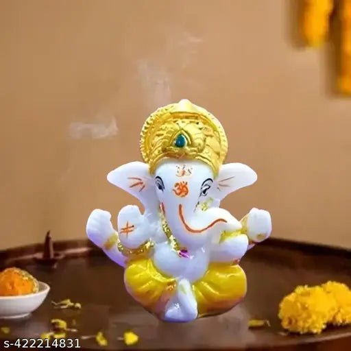 Ganesh Ji Mini Idol for Car Dashboard & Office Desk | Ganesh Statue Murti Lord Ganpati Diwali Gifts Home Decor Figurine (2 X 2 inches)