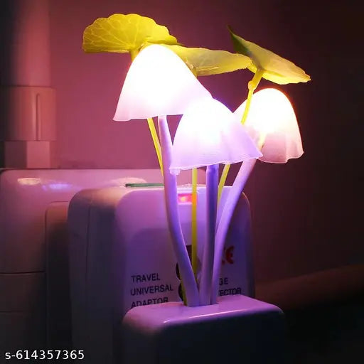 ( DIGITAL GlOW )GLUN Ma*gic 3D LED Night Lamp with Plug Smart Sensor auto On/Off and C*lor Change Mushroom Flowers Beautiful Illumination Home Decoration Lights for Bedroom Corridor (Multicolour) (Single Pack)