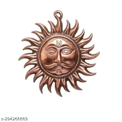 Siyaram Collections Home Vastu Sun Surya Face Copper God Sun Wall Hanging - 6 inch (Bronze)