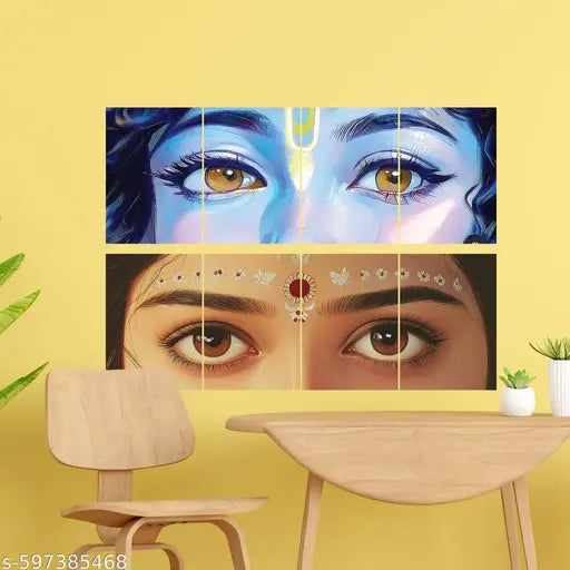 Shri Krishna & Radha Eyes Poster Set of 12 – A4 Size Split Wall Art Prints on 300 GSM Matte Paper