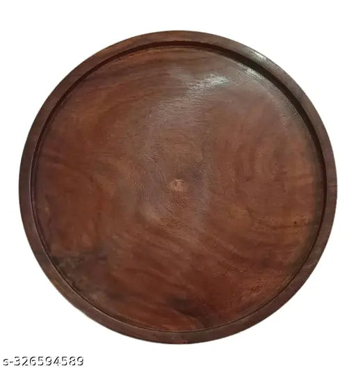 ANAYA AFROZ 11 Inches Tray, Round Wood Tray for Coffee Table, Small Wooden Serving Tray, Decorative Trays for Home Decor Cake and serving 10 12 11 inch plate