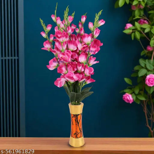KanRaj ® Pink Gladiolus Artificial Flower  (25 inch, Pack of 2, Flower Bunch) Without Pot