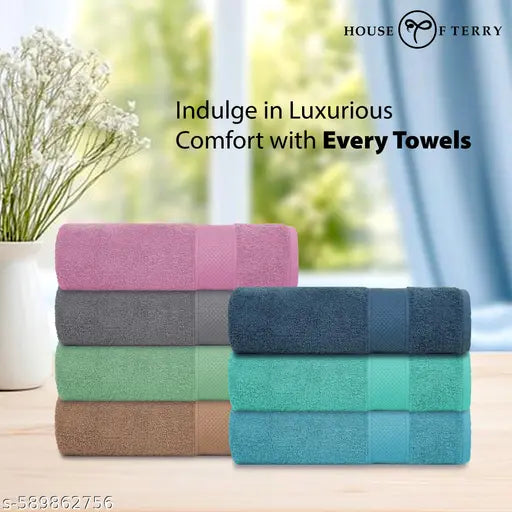 House of Terry 100% Cotton Bath Towel Combo for Men & Women – 450 GSM Large Size 70×140 cm, Quick Dry, Soft, Absorbent, Fade Resistant, Gym, Spa & Travel Towel, (Turquoise & Green)