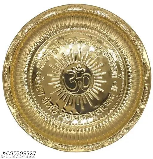 Haridwar Trends | Brass Plate Thali with Shivling Stand / Brass Pooja Plate Thali (12 CM ) / Shivling Stand Without Shivling Brass Lota for Puja Tripai Lota for Jalabhishek of Shivling Puja Articles