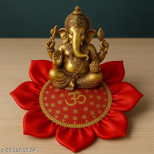 Om Swastik Red Pooja Aasan for Mandir, Thali & God Idol(5 X 5Inch)