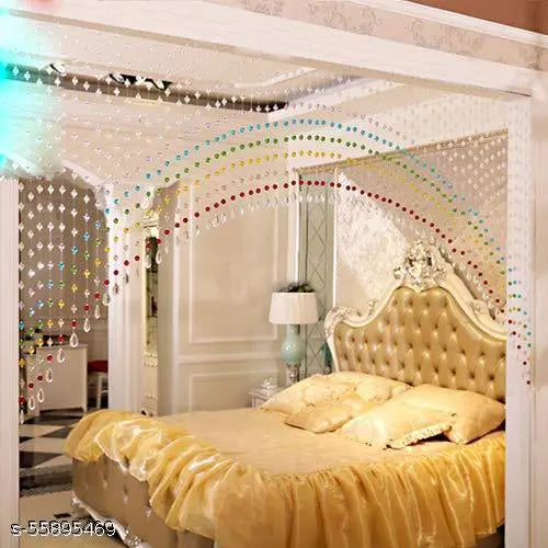 Glass & PVC Curtain, 3 Feet, Multicolour, Pack of 10