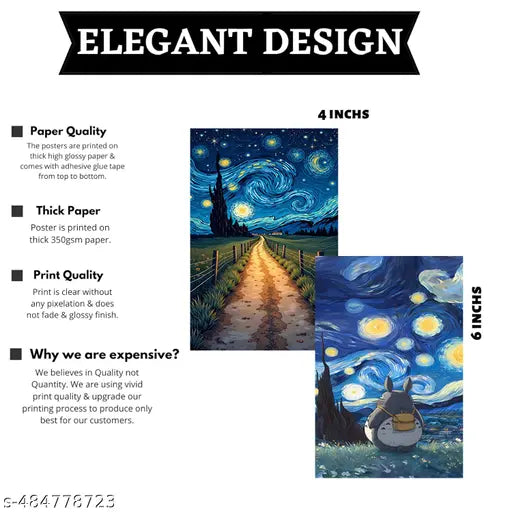 Paradise Supply "Van Gogh-Style Poster Card Set – 40 A6 Designs | 350 GSM Premium Quality"