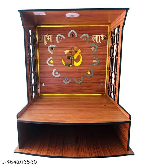 Styleo OM Wood Temple, Decorative temple,Home Temple,Mandir,Pooja Mandir  for Home Wall Mounted with LED Spot Light