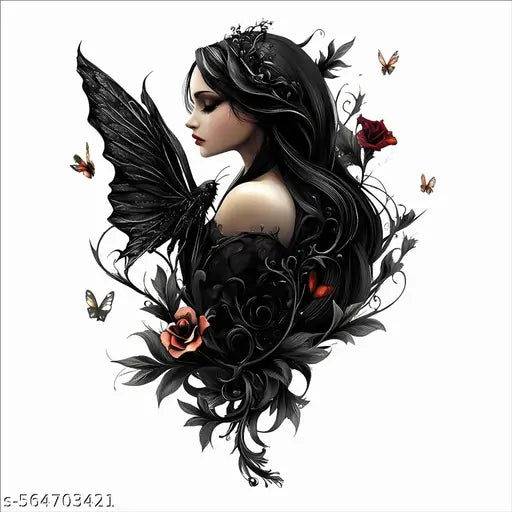 Beautiful girl with butterfly and flower wall sticker for home & parlour and girls room wall sticker
