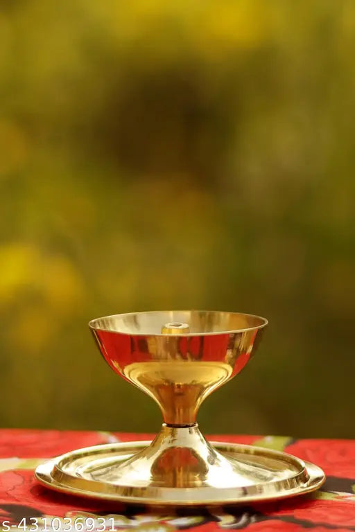 Golden Akhand deep Diya With Cover high quality Brass, Glass Table Diya Pack