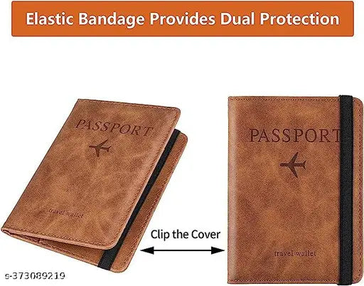 StealODeal Passport Holder Cover Wallet RFID Blocking PU Leather Travel Document Holder  (Brown)