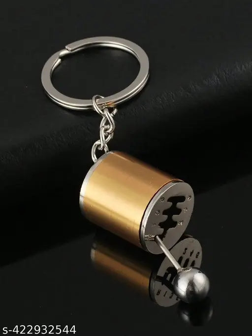 Premium Quality Car Speed Manual Gearbox Gear Head Metal Keychain (Golden)