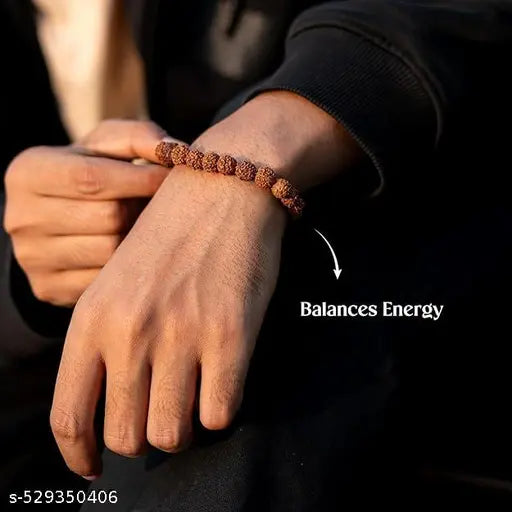 HaridwarDivine 5 Mukhi Rudraksha Bracelet Original & Certified | Panchmukhi Rudraksha for Men Women | Adjustable Yoga Bracelet for Spiritual Balance