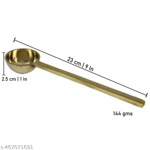 Putrika Traditional Handcrafted Brass Ladle Spoon |Karandi | kuli Karandi | Heavy Guage Brass | Cooking and Serving Ladle | Spoon |Brass Karchi | kitchenware | cookware (Weight: 140g) (8 ")