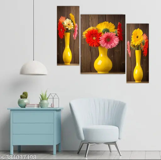 JD Set of 3 Flower Painting For Living Room 12 Inch x 18 Inch