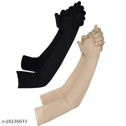 Attractive Women Multicolor Arm sleeves Cotton Gloves Pack of 2