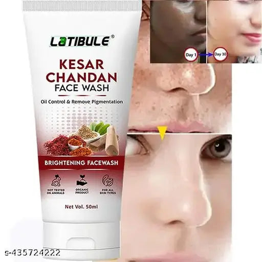 Latibule Kesar Chandan Face Wash, Skin Lightening & Tan Removal Face wash,Oil Controal & Remove Pigmentation Tan Removal Face Wash, All Skin Types Face Wash 50ml(Pack of 1)