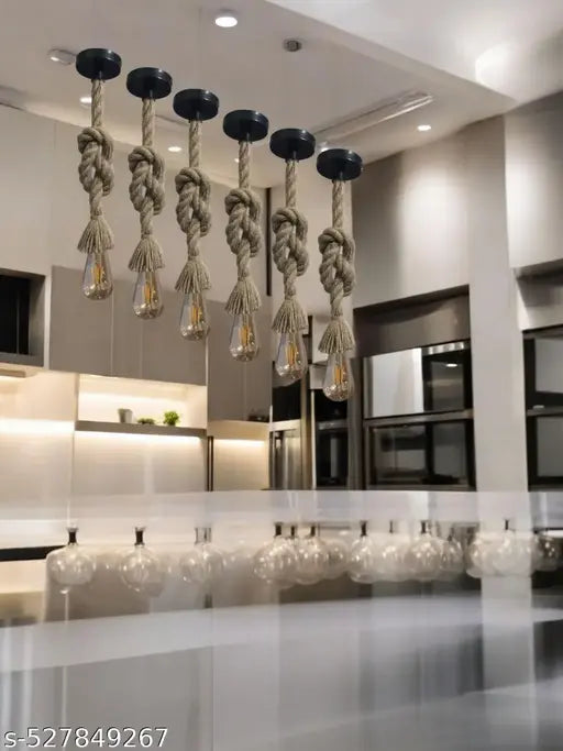 Hanging Decorative Rope Light Pack of 6 Without Bulb ( Brown )- Home Decor, Fancy Light, Light for Restaurant.