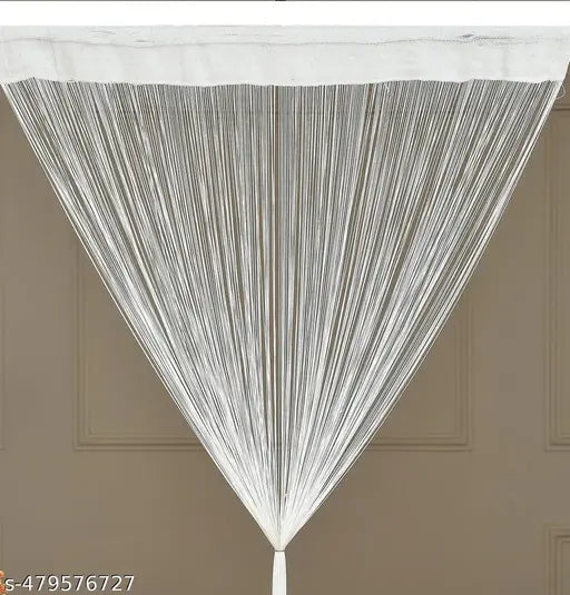 SLH Beautiful Syring Threads Polyester Door Curtain White Solid (Set of 1 piece, 4*7 feet)