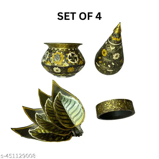 Meenakari Work Mangal Kalash With Lota Narial Patta Mangal Kalash Set For Pooja Mandir & Other Occassion