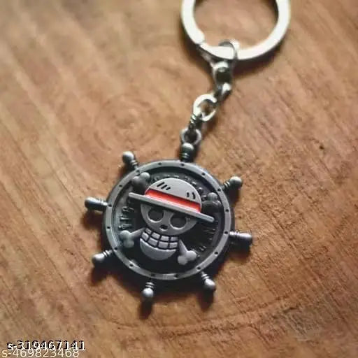 One Piece Anime Manga Ship Wheel Spinning Silver or Golden Keychain(Pack-1) Key Chain
