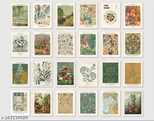 CRAFT VALLEY- Eclectic Gallery Wall Print Set of 24  Eclectic Gallery Art, Green Vintage, Home Decor,
