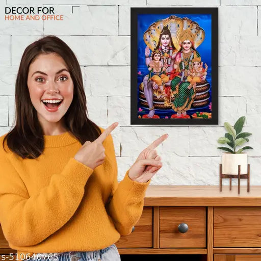 LokeshArt Lord Shiva Wall Art  (13X10 inch) Photo Frame for Home and Office Decor | Mahadev Hindu God Frame for Pooja Room, Bedroom, Living Room | Shivji Paintings Pooja Ghar