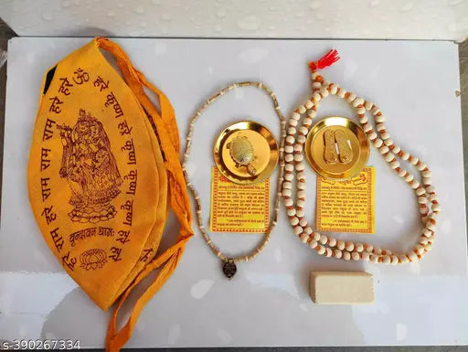 Charan Paduka & Tortoise Feng Shui Combo of 6 (Japa Bag, Japa Mala, Tulsi Radhe Mala) #GoodLuck #JapaMala #TrendyCombo #RadheMala #JapaBag #TulsiRadheMala #JapaBag