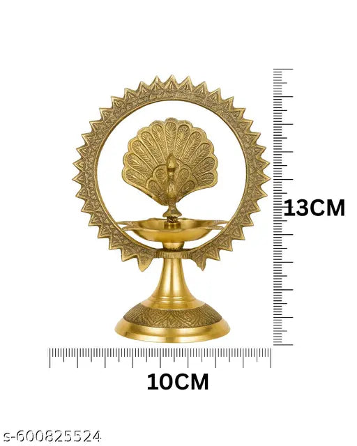 Brass Peacock Chakra Diya for Pooja, Temple, and Festival Decoration