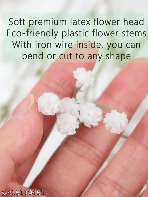 PRAJNA 10 Sticks Premium White Artificial Flowers Gypsophila Baby's Breath Flowers - Realistic Look for Home Decor Flowers | Reusable Aesthetic Flower Decoration | Flowers for Wedding Decoration, Living Room, DIY Craft |Flower Bunch for Vase, Artificial F