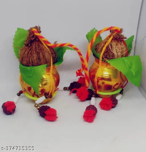 Bachapan Mangal Kalash Golden/Mangal Ghat/Mangol Ghat for Hanging  Pack of 2