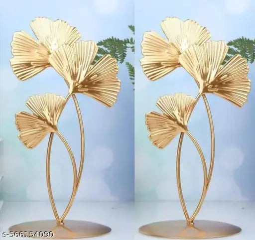 Elegant Gold Ginkgo Leaf Metal Art – Set of 2