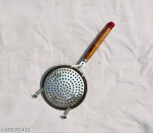 3 star /champakali Namkeen/Gathiya/Fafda Jhara with Wooden Handle Deep Frying Basket  (Grey Pack of 1)akhand