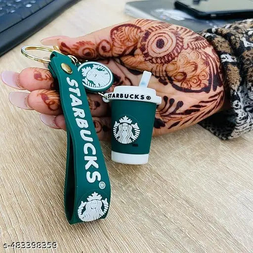 Starbucks Coffee Cup keychain for bike Cute Keyring & Quirky Bag Charm Hard Silicone, Bag Hook Single Piece Starbucks Coffee Cup keychain Keychain for Boys Kids Return Gifts Key Chain