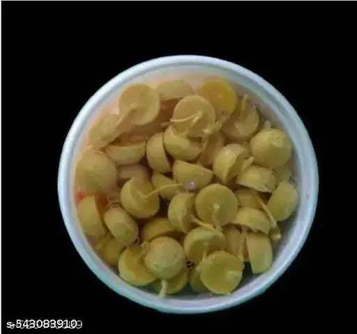 Premium Quality pure Ghee Round Batti Pack Of 200pcs | Pure Cow Ghee Diya Quality 200 Pieces, 15 Minutes Minimum Burning,Ghee Diya Batti | Handmade Ghee Diya Batti,Jyot Batti For Pooja Aarti And Special Occasions, Cow Ghee Diya Batti, Premium Quality Ghee