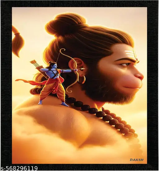 jay shree RAM #BALAJI #RAM JI Art Wall Decor A4 Size Framed Paintings for Living Room Bedroom & Office Decor - Wall Art Frames Wall Posters with Frame for Home Decoration - Wall Paintings