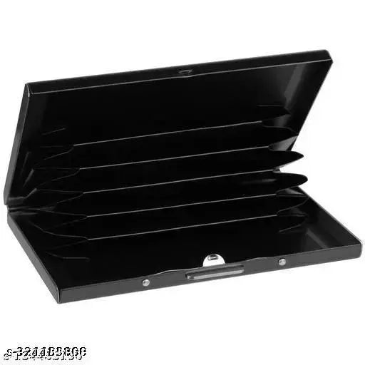 Sonrisa Water-Resistant Stainless Steel RFID Protected Black Metal Debit/Credit Business Atm 6 Card Holder