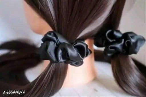 (Pack of 10) (Multicolor) Premium Silk Satin Scrunchies (Pack of 10) Rubber Rubber Band (Multicolor) Multicolor color Fabric thalamudi kattu/thalamudi bandham/Jada Bandlu/Muti pattaikal/hair baandukal/Kudalu byandgalu/Hair byandgalu Ideal for Women / Girl