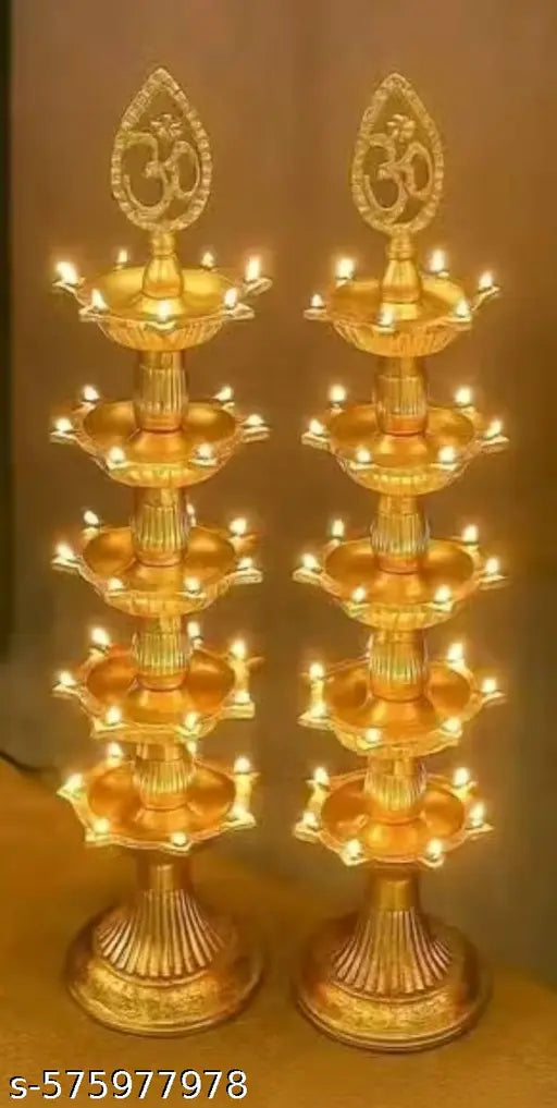 Bright Bharat Decorative 5 Layer Electric Diya for Home Temple and Festival Decoration (Set of 2)