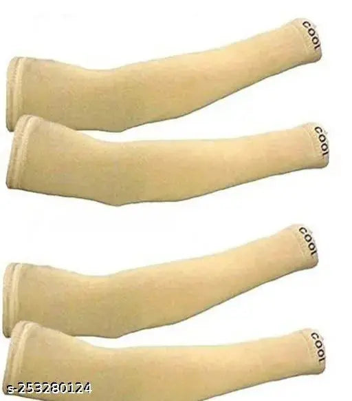 Stretchable Arm Sleeves | UV Protection Arm Sleeves | 2-Pair Arm Sleeves | Elastic Beige Arm Sleeves |