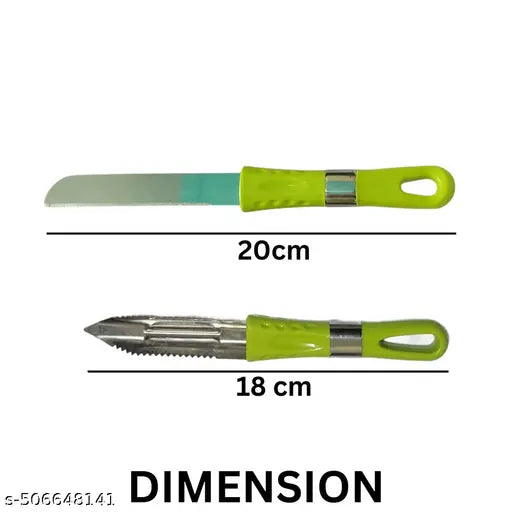 Premium Stainless Steel Knife & Peeler Set – Ultra-Sharp Straight Edge Knife and Traditional Peeler for Effortless Cutting & Peeling of Fruits and Vegetables – Durable, Ergonomic Kitchen Tool Set (Multicolor, Pack of 2)