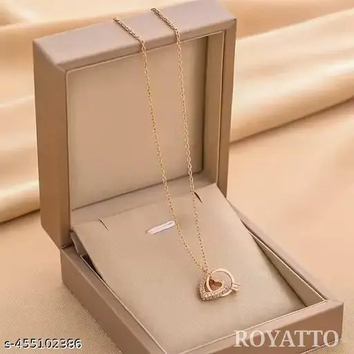 A beautifully crafted love heart pendant made from high-quality Rose gold- stainless steel and adorned with sparkling zircon stones, perfect