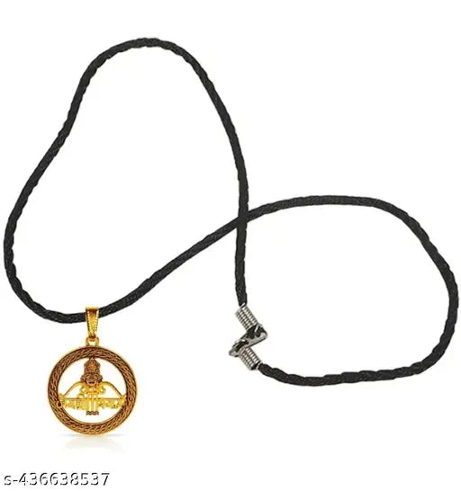 Trending gold plated religious Shree Shyam Khatu Naresh Krishna locket with black Thread chain pandent Necklace for boy/men and girls/women