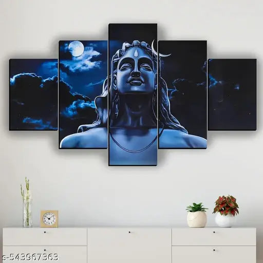Big Shiva Home Decor Painting Digital Reprint Painting 30x18 inches (5 Panel Painting)