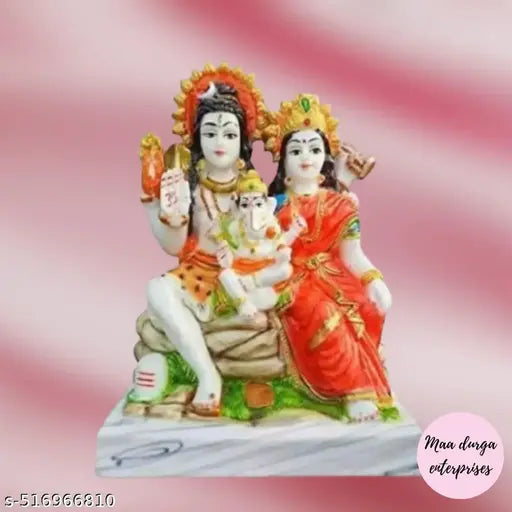 Shiv Parivar Murti | Shiv Parvati Ganesh God Shiva Idol | Mahadev Family Statue Vastu Pooja Gift Item Home Mandir Standard Multicolour shiv parivar