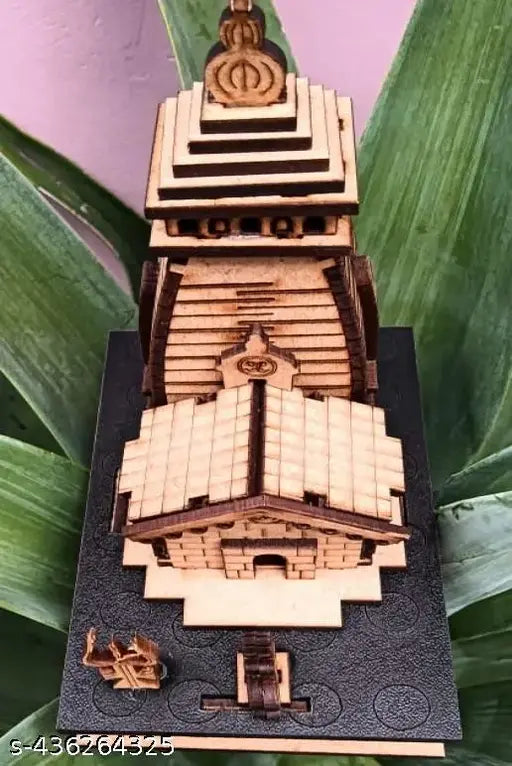 3D Kedarnath Wooden Souvenir Temple Small Size, Decorative Showpiece MDF Pine Wood Beautiful Work Kedarnath ji Temple showpiece