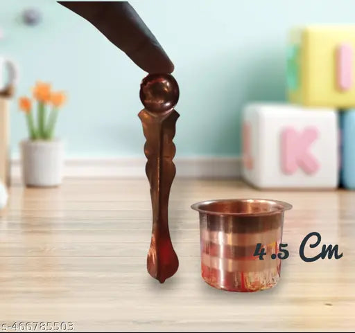 100% Pure Copper Puja Patra Punch Patra Jal Patra with Achmani Spoon Set for all pooja needs