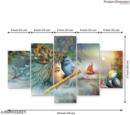 Karnil Set of 5 Modern Art Wooden High Quality Wall Painting, Wall Photo Frame for Home Decor Gift Items - 18' x 30' In (Multicolor)