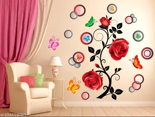 DivineDesigns Rose Branches & Swirls Wall Sticker