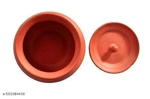 Clay Dahi Handi 500ml | Handmade Mitti Dahi Handi Pot with Lid | Perfect Clay Dahi Pot for Kitchen